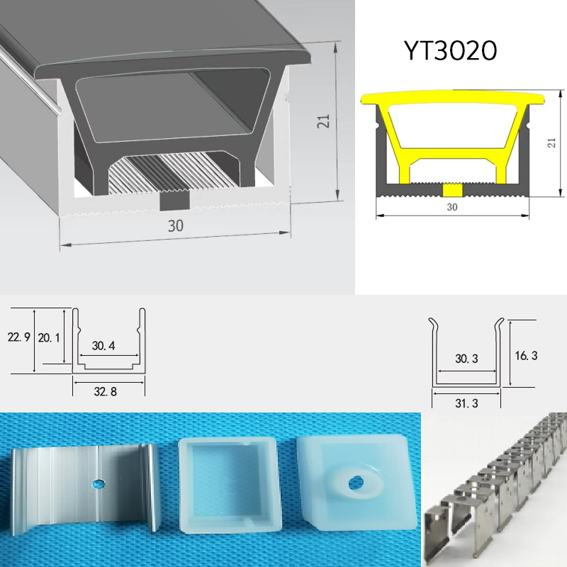 30*20mm Top Glow Silicone LED Light Strip Diffuser With Light-Emitting Flange For 15mm Strip Lights 30*20mm Top Glow Silicone LED Light Strip Diffuser With Light-Emitting Flange For 15mm Strip Lights